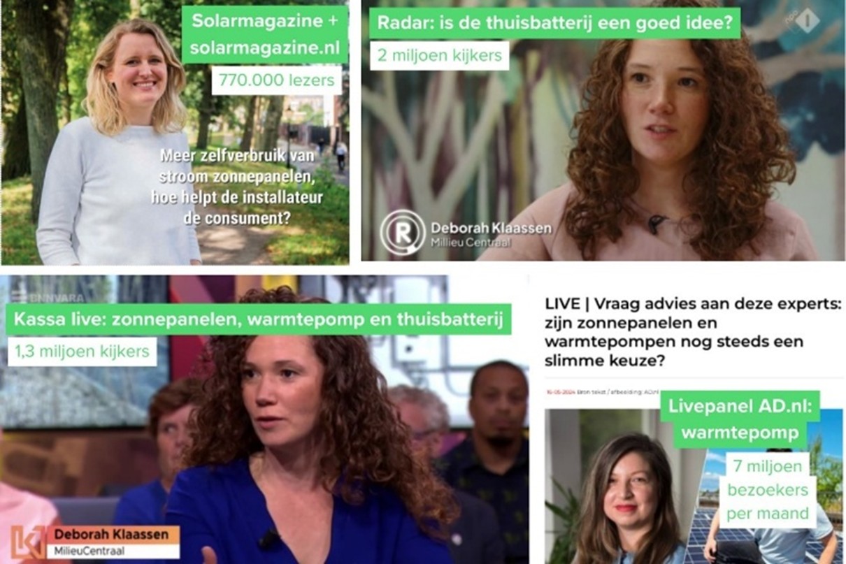 Verschillende afbeeldingen van Milieu Centraal in de media.